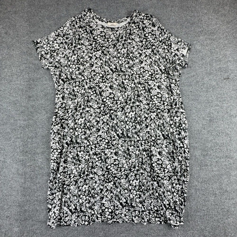 Terra & Sky Dress Womens 4X Black Floral T-Shirt Short Sleeve Jersey Casual